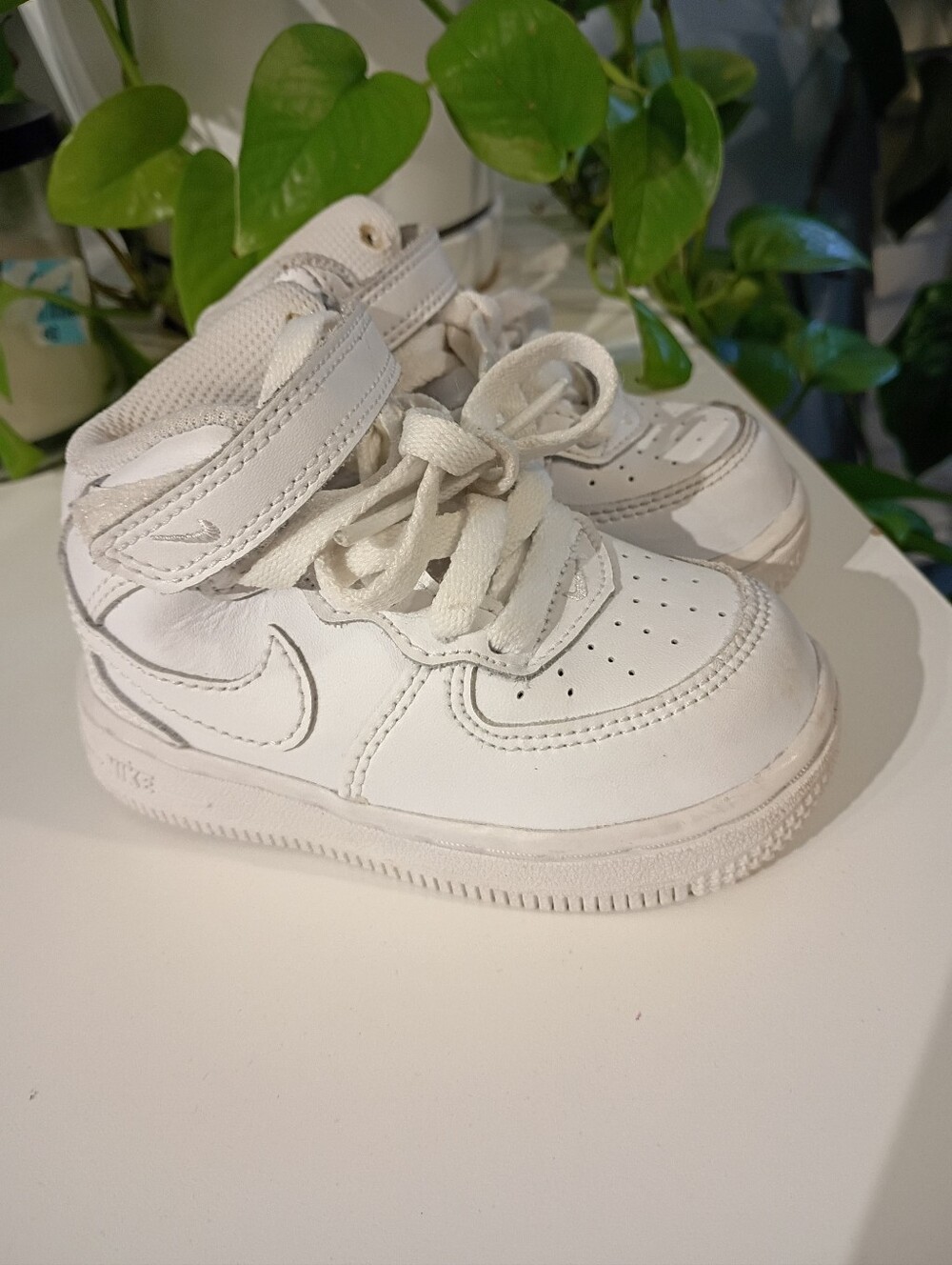 Nike Baby White High-Top Sneakers with Strap